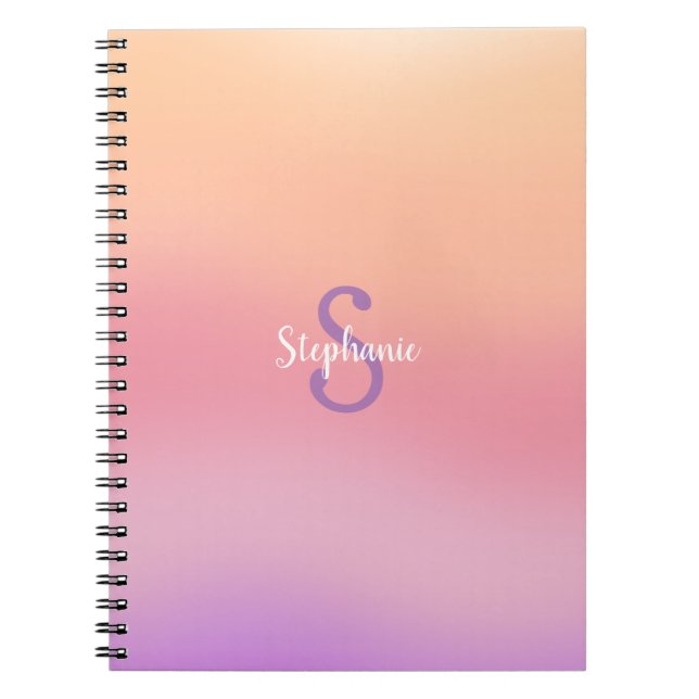 Purple Watercolors Monogram Spiral Notebook (Front)