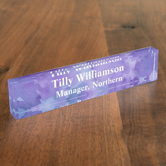 Purple watercolour art pattern nameplate (Side)