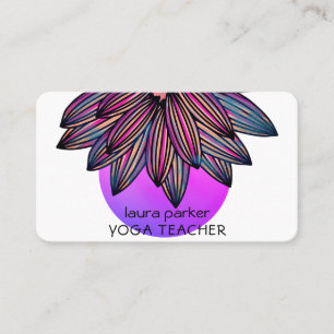 Purple Watercolour Lotus Flower Yoga Meditation Business Card