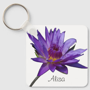 Purple Waterlily Lotus Keychain
