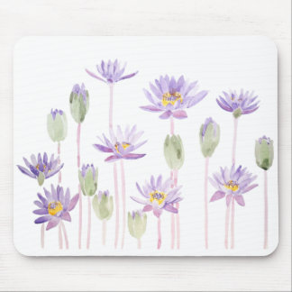 purple waterlily watercolor horizontal mouse pad