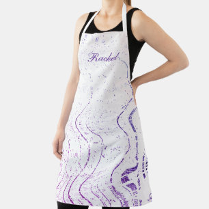 Purple Wave Artsy Swirl Patterns Custom Name Cute Apron