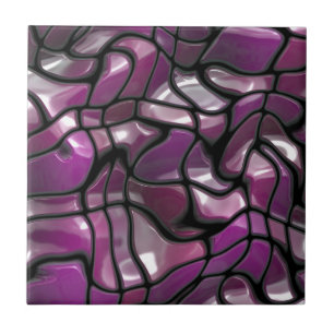 Purple Waves Abstract Tile
