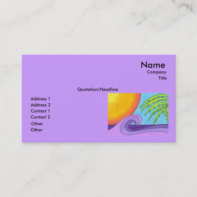 Purple Waves at Sunset Business Card Template (Front)