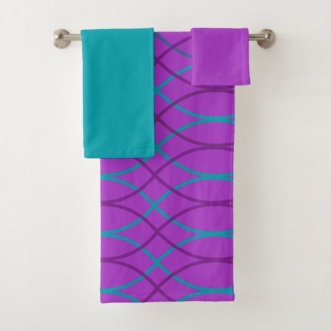 Purple Waves  Bath Towel Set (Insitu)