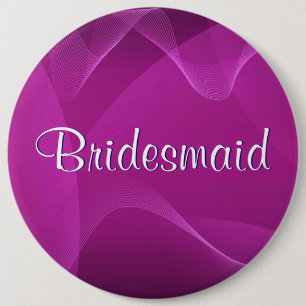 Purple Waves Bridesmaid 6 Cm Round Badge
