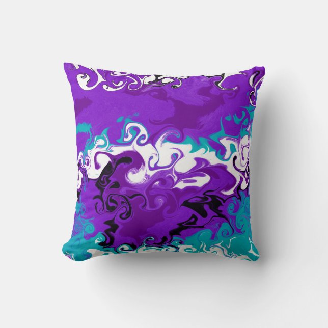 Purple Waves Fluid Art Cushion (Front)