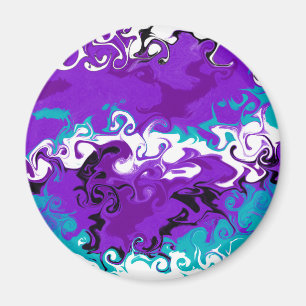 Purple Waves Fluid Art   Magnet