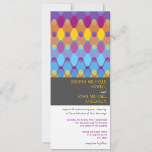 Purple Waves Geometric Mod Pattern Modern Wedding Invitation