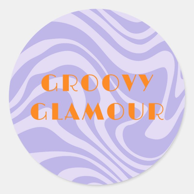 Purple Waves Retro Classic Round Sticker (Front)