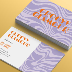 Purple Waves Retro Groovy  Business Card