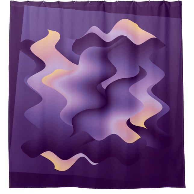 Purple waves shower curtain (Front)