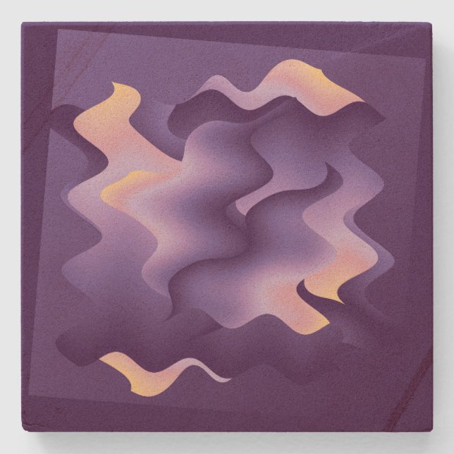 Purple waves stone coaster (Front)