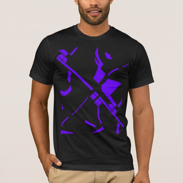 Purple Wavy Lines Abstract Contemporary MCM Look T-Shirt (Front)