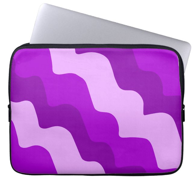 Purple wavy ocean waves gradient  laptop sleeve (Front)