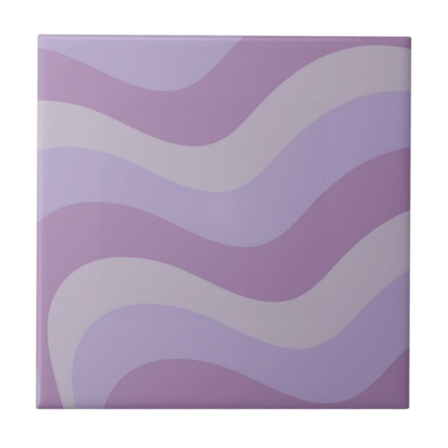 Purple Wavy Stripes Pattern Retro Y2K Chic  Tile (Front)