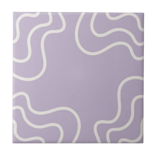 Purple Wavy Stripes Pattern Retro Y2K Chic Tile