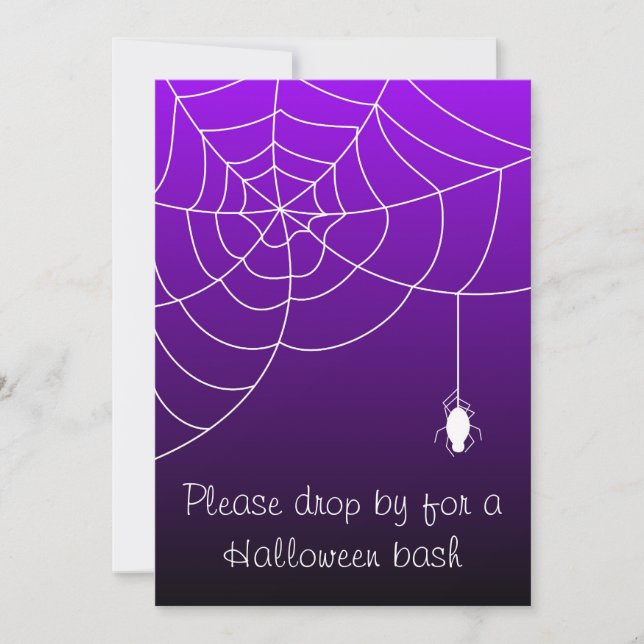 Purple Web of Fright Halloween Party Invitation (Front)