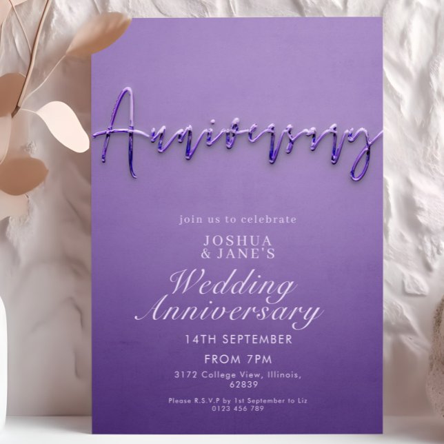 Purple Wedding Anniversary  Invitation (Creator Uploaded)