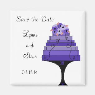 Purple Wedding Cake Save the Date Magnet