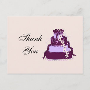 Purple Wedding Cake Thank You Postcard