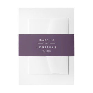 Purple wedding classic invitation belly band