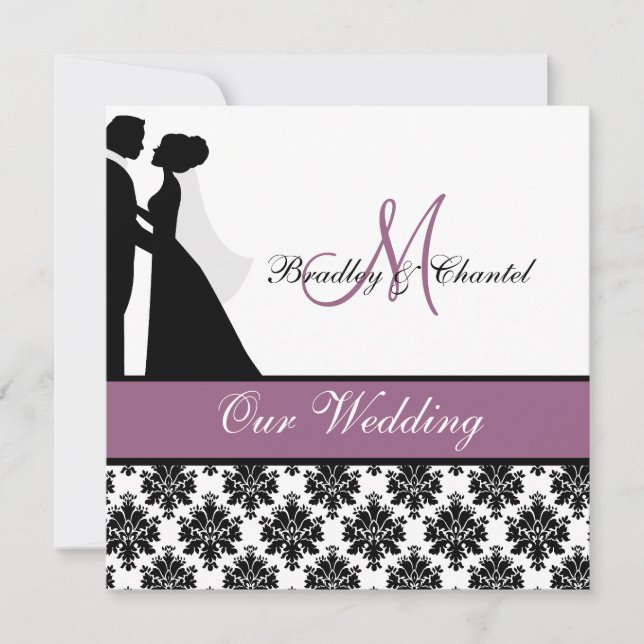 Purple Wedding Couple Wedding Invitation (Front)