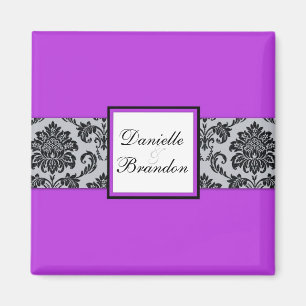 Purple Wedding Damask Magnet