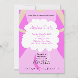 Purple Wedding Dress Bridal Shower Invitation