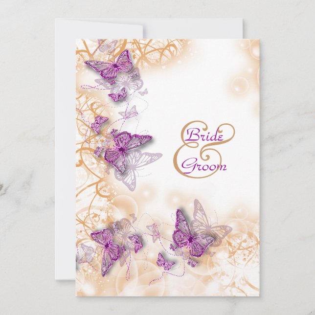 Purple wedding engagement anniversary invitation (Front)