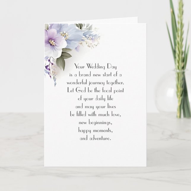 Purple Wedding Flower Bouquet Card (Front)