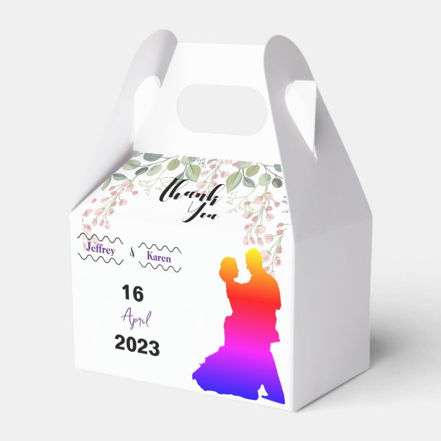 Purple  wedding  gift tags favour box (Back Side)