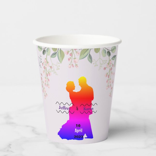 Purple  wedding  gift tags paper cups (Front)