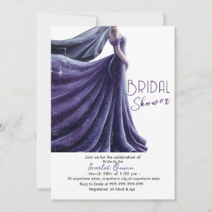 purple wedding gown bridal shower #4 invitation