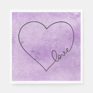 Purple Wedding Heart Watercolor Grunge Anniversary Napkin