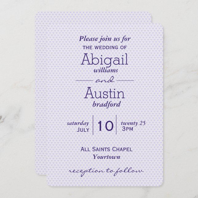 Purple Wedding Hearts Invitation (Front/Back)