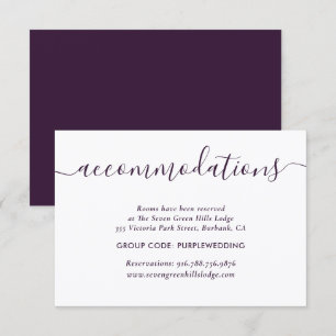 Purple Wedding Hotel Accommodation Cards