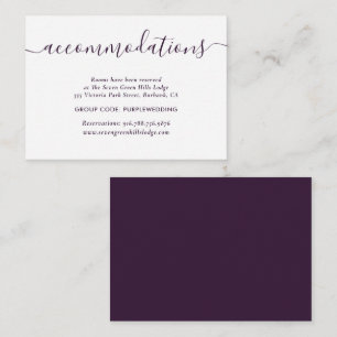 Purple Wedding Hotel Accommodation Cards