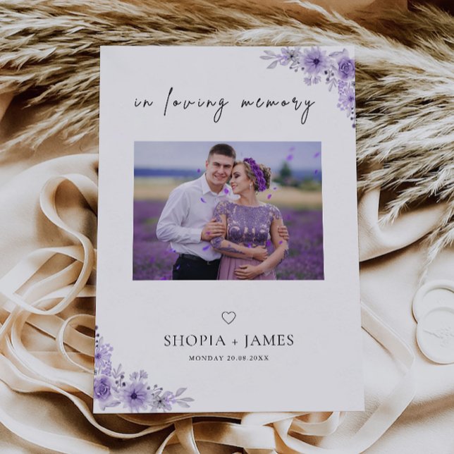 Purple Wedding In Loving Memory photo Sign, Invitation (Purple Wedding In Loving Memory photo Sign, Invitation)