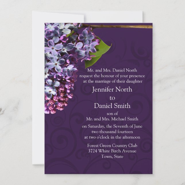 Purple Wedding Invitation (Front)