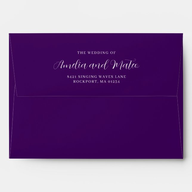 Purple Wedding Invitation Return Address Envelope (Back (Top Flap))