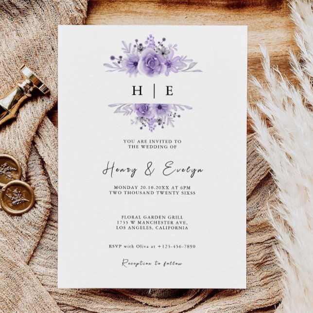 Purple Wedding Invites Template (Purple Wedding Invites Template)