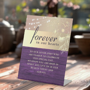 Purple Wedding Memorial Table Pedestal Sign