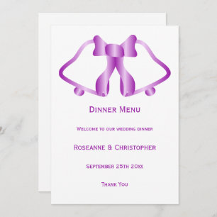 Purple Wedding Menu Bells And Ribbon