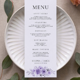 Purple Wedding Menu Cards Template