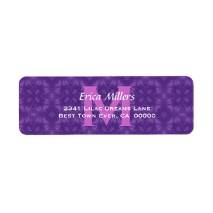 Purple Wedding Monogram Address Label V10