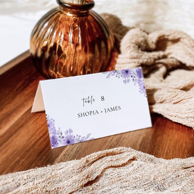 Purple Wedding Place Cards Template (Purple Wedding Place Cards Template)