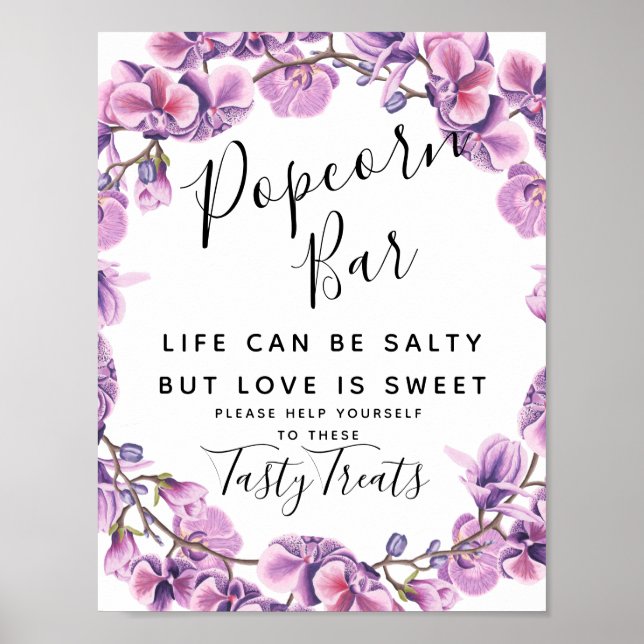 purple wedding Popcorn Bar wedding sign (Front)