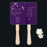Purple Wedding Program Fan Floral Line Art<br><div class="desc">Enhance your special day with this wedding program template, designed as elegant wedding program fans to complement a dark purple wedding theme. Featuring a timeless monogram crest and delicate lavender line art in white over a rich purple background, these programs on a stick are a stylish way to present your...</div>