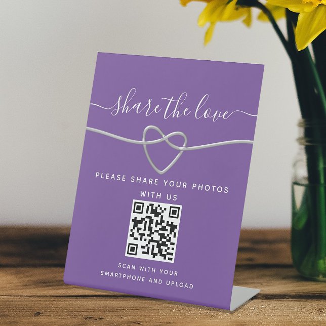 Purple Wedding QR Code Photo Sharing Sign (Creator Uploaded)